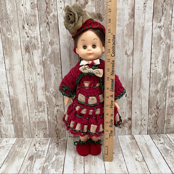 Vintage 16” Rubber Doll with Crochet Clothes - Picture 4 of 13